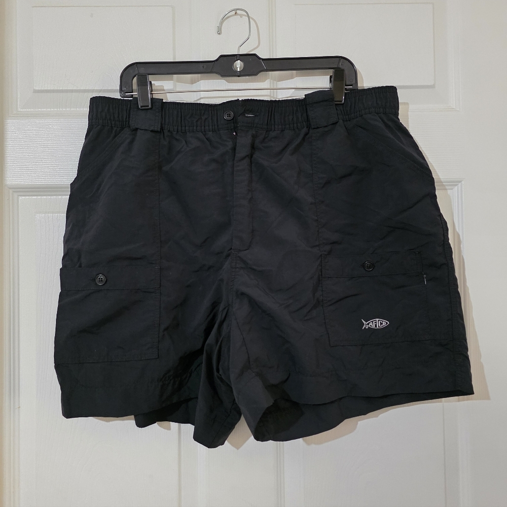 Men Size 40 AFTCO Originals 100% Nylon Black Fishing Shorts